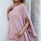 Waffle-Knit Cloak Sleeve Pocket Sweater