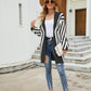 Two-Tone Open Front Fuzzy Longline Cardigan