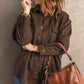 Suede Snap Front Dropped Shoulder Jacket
