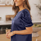 Puff Sleeve Round Neck Blouse