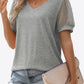 Swiss Dot Puff Sleeve V-Neck Tee