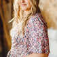 Plus Size Floral Drawstring Detail Blouse