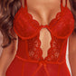 Cutout Bow Detail Spliced Lace Teddy