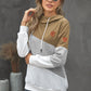 Full Size Range Color Block Cowl Neck Hoodie
