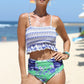 Floral Ruffle Hem Smocked Swimsuit Set