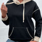 Contrast Drawstring Detail Drop Shoulder Hoodie