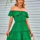 Ruffled Off-Shoulder Tied Dress