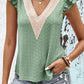 Contrast V-Neck Eyelet Top