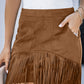 Fringe Detail Zip-Back Skirt with Pockets