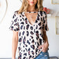 Leopard Cutout Short Sleeve Top
