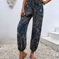 Paisley Print Smocked High-Waist Pants