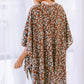 Printed Open Front Three-Quarter Sleeve Cover Up