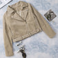 Belted Zip-Up Corduroy Jacket