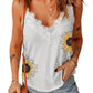 Sunflower Print Lace Trim Plunge Cami