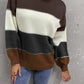 Color Block Lantern Sleeve Turtleneck Sweater