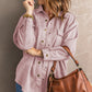 Suede Snap Front Dropped Shoulder Jacket