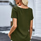 Buttoned V-Neck Short Sleeve Top