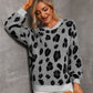 Animal Print Dropped Shoulder Knit Pullover