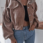 Lantern Sleeve Cropped Corduroy Jacket