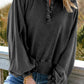 Quarter-Snap Collared Lantern Sleeve Sweatshirt