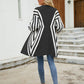 Two-Tone Open Front Fuzzy Longline Cardigan