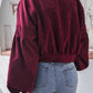 Lantern Sleeve Cropped Corduroy Jacket