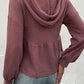Waffle-Knit Buttoned Drop Shoulder Hoodie