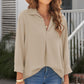 Textured Johnny Collar Three-Quarter Sleeve Blouse