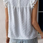 Swiss Dot Tassel Detail Round Neck Blouse