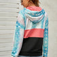 Snake Print Color Block Drawstring Detail Hoodie