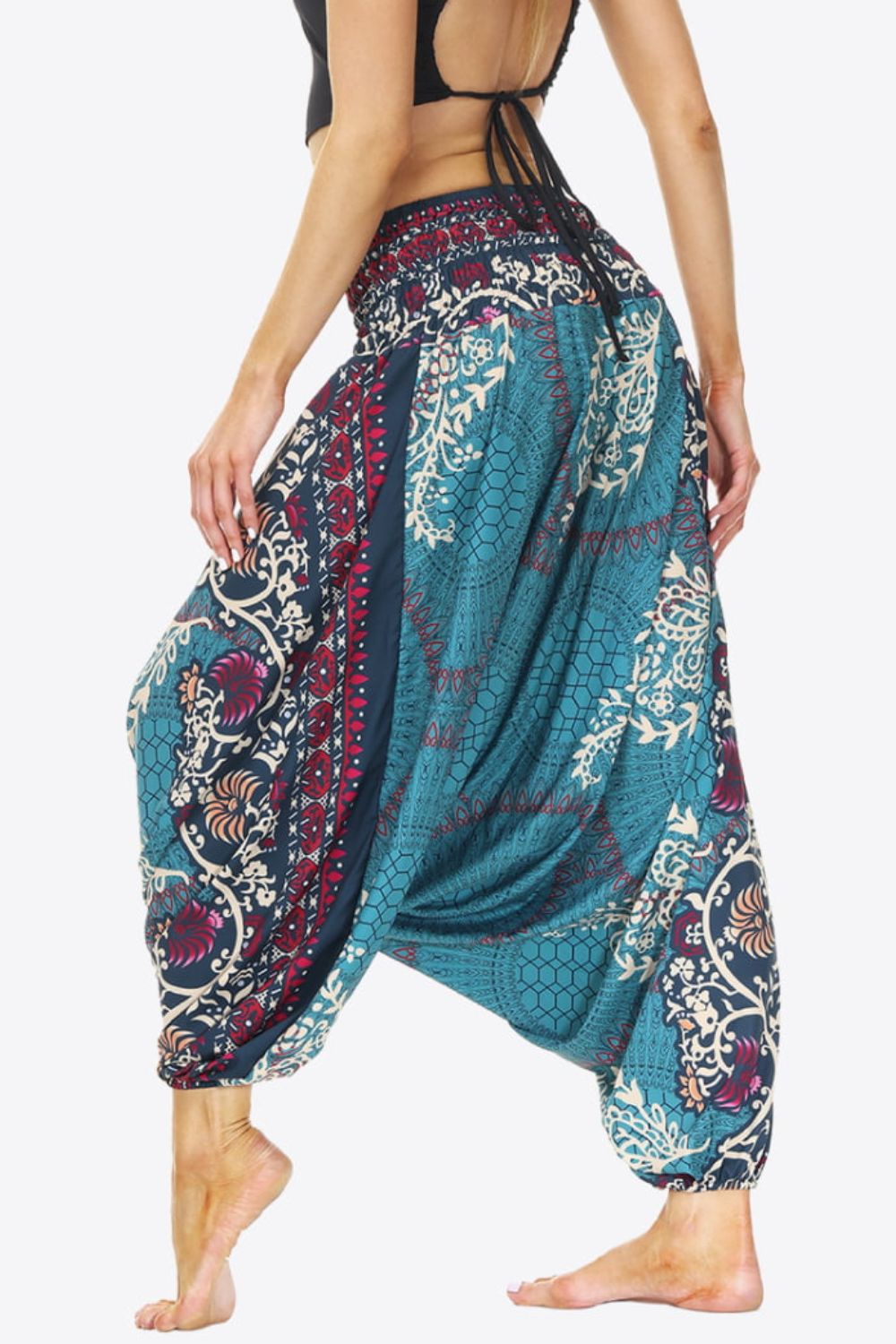 Smocked Long Harem Pants