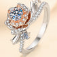 925 Sterling Silver Rose-Shaped Moissanite Ring