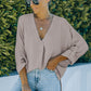 V-Neck Roll-Tab Sleeve Blouse