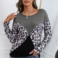 Leopard Patch Color Block Ribbed Top