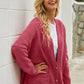 Button Front Plunge Cardigan with Front Pockets