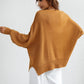 Exposed Seam Dropped Shoulder Slit Sweater