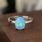 925 Sterling Silver Opal Solitaire Ring