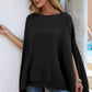 Waffle-Knit Cloak Sleeve Pocket Sweater