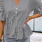 Striped Asymmetrical Flounce Sleeve Blouse