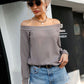 Off-Shoulder Waffle Knit Top