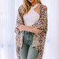 Printed Open Front Three-Quarter Sleeve Cover Up