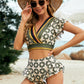 Printed Flutter Sleeve Ruffled Two-Piece Swimsuit