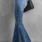 Distressed Raw Hem High-Waist Flare Jeans