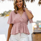 Printed Tied Flutter Sleeve Babydoll Blouse