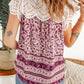 Floral Tassel Tie Eyelet Blouse