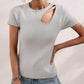Cutout Round Neck Short Sleeve Knit Top