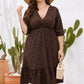 Plus Size Printed Surplice Ruffle Hem Dress
