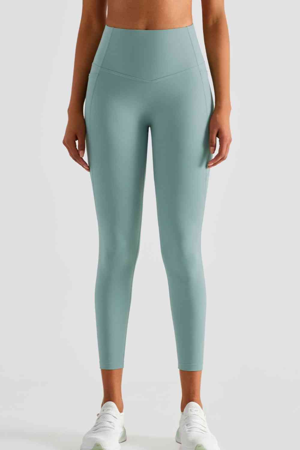 Wide Waistband Sports Leggings with Pockets