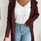 Ribbed Open Front Hooded Cardigan with Pockets