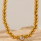 Inlaid Zircon Beaded Stainless Steel Necklace
